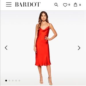 Bardot Slip Dress in Fire Red